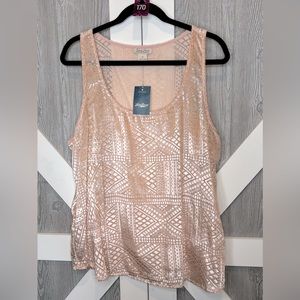 New LUCKY Brand Velvet Textured Blush/Peach Tank XL